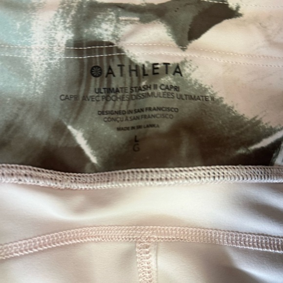 Athleta Ultimate Stash II Capri color Painted Energy Olive Size large, leggings - Picture 4 of 8